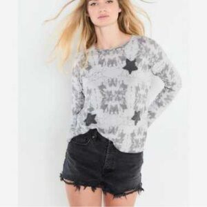 Lisa Todd Women's Gray Pop Star Applique Cotton Pullover Sweater Size XS